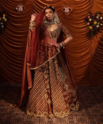 Tawny Brown gaji Lehenga Set 1