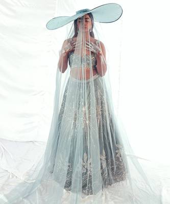 Blue Organza Lehenga Set 3