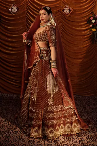 Tawny Brown gaji Lehenga Set