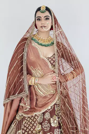 Tawny Brown gaji Lehenga Set