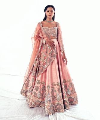 Pink Raw Silk Lehenga Set 1
