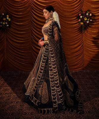 Multicolour velvet Lehenga Set 3