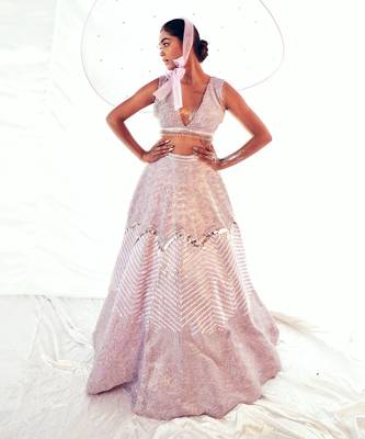 Lilac Gaji embroiderd Lehenga Set 2