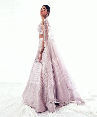 Lilac Gaji embroiderd Lehenga Set 4