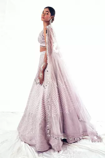Lilac Gaji embroiderd Lehenga Set