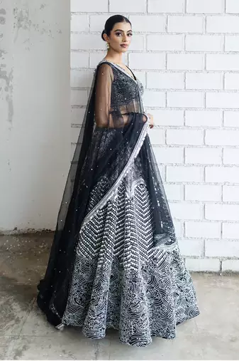 Black Gaji embroiderd Lehenga Set