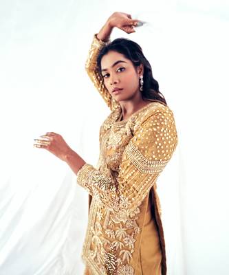 Gold net embroidery gharara set 3