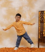 Budding bees girls full sleeve cottton shirt-yellow