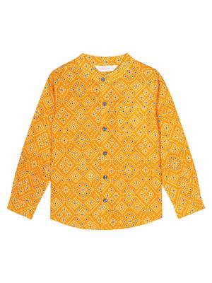 Budding bees girls full sleeve cottton shirt-yellow 4