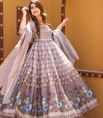 Pastelpink Partywear Designer Chanderi Gown-Kurta and Dupatta Set