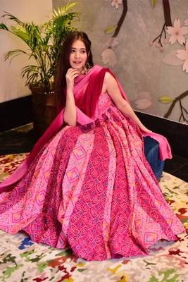 Pink Silk Cotton Designer Stitched Everywhere Suit With Dupatta Set 1