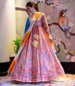 Off White with Multi Silk Cotton Designer Stitched Everywhere Suit With Dupatta Set