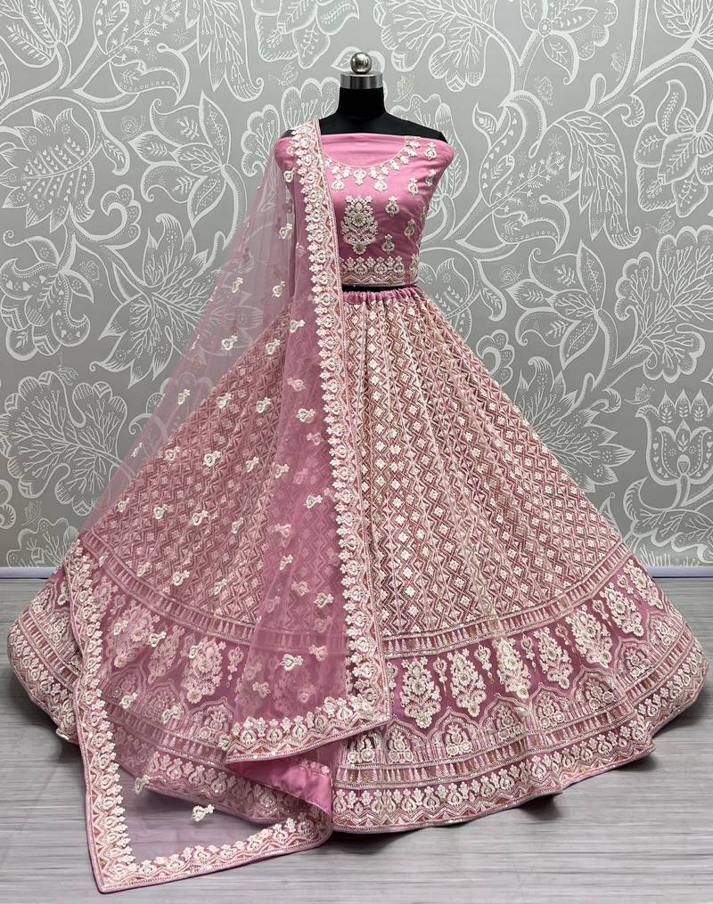 Designer Indian Women Were Flamingo Sequnce Party wear Lehenga choli Set
