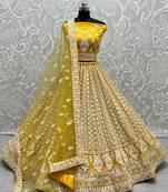 Fancy Haldi Function Sparkling Net Yellow Sequins Designer Lehenga Choli Set