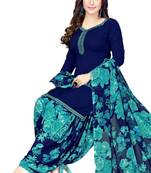 Unstitched crepe salwar suit material printed