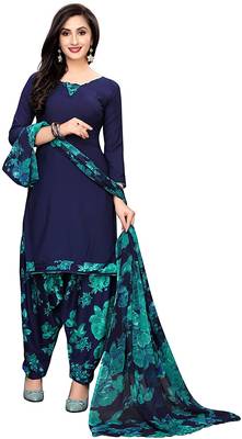 Unstitched crepe salwar suit material printed 2
