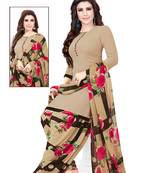 Unstitched crepe salwar suit material printed