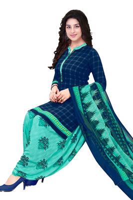 Unstitched crepe salwar suit material printed 1