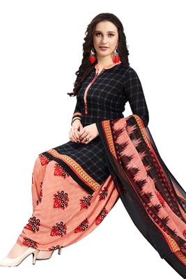 Unstitched crepe salwar suit material printed 1