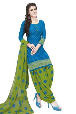 Unstitched crepe salwar suit material printed 1