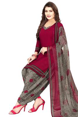 Unstitched crepe salwar suit material printed 1