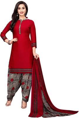 Unstitched crepe salwar suit material printed 2