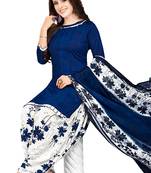 Unstitched crepe salwar suit material printed