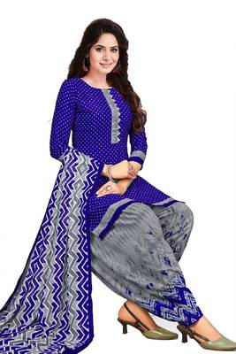 Unstitched crepe salwar suit material printed 1