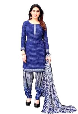 Unstitched crepe salwar suit material printed 2