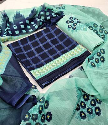 Unstitched crepe salwar suit material printed 2