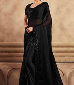 Black Color Soft Chiffon Silk Party Wear Saree