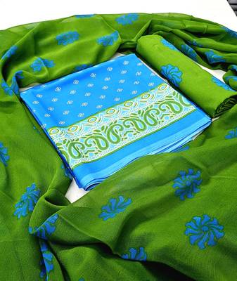 Unstitched crepe salwar suit material printed 2