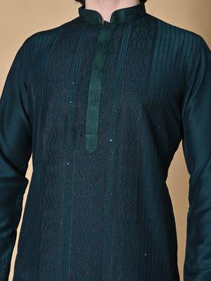 Maahi fabs ethnic motifs embroidered sequins bottlegreen kurta 2