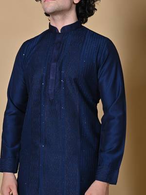 ethnic motifs embroidered sequins navyblue kurta 2