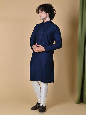 ethnic motifs embroidered sequins navyblue kurta 5