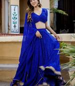 Gorgeous Blue Georgette Laheriya Printed Lehenga Choli Set