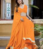 Pretty Yellow Laheriya Print Georgette Wedding Lehenga Choli