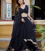 Black Georgette Laheriya Print Lehenga Choli