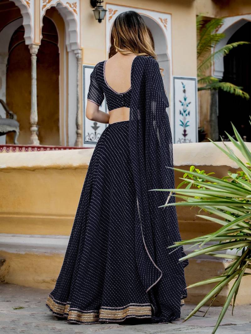 Black Georgette Laheriya Print Lehenga Choli