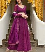 Sweet Purple Leheriya Printed Georgette Wedding Wear Lehenga Choli