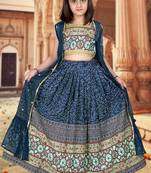 Blue Art Silk Party Wear Kids Lehenga: A Radiant Ensemble Adorned with Stunning Sequin Work