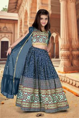 Blue Art Silk Party Wear Kids Lehenga: A Radiant Ensemble Adorned with Stunning Sequin Work 3