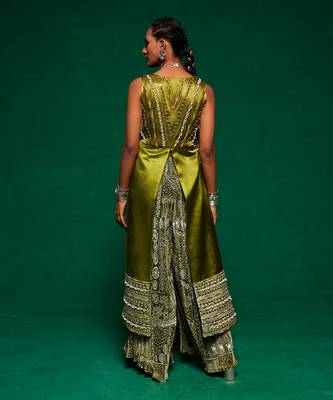 Green printed abstract jumpsuit set 3
