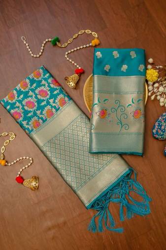 Rama Soft Banarasi silk zari woven design dress material