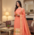 Peach Soft Banarasi silk zari woven design dress material