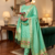 Seagreen Soft Banarasi silk zari woven design dress material
