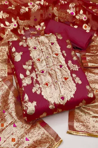 Rani Organza Unstitched Dress Material