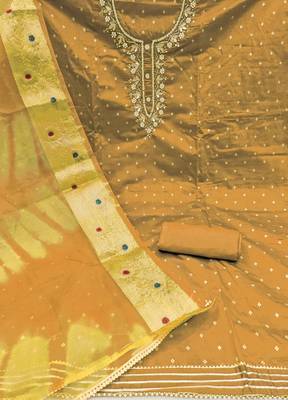 Mehndi Modal Butti Hand Work Unstitched Dress Material 2