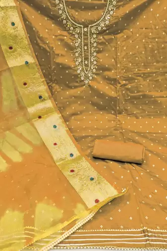 Mehndi Modal Butti Hand Work Unstitched Dress Material