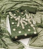 Green Simar Hand Work Unstitched Dress Material